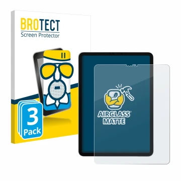 Parte frontale di una confezione del prodotto con il logo del marchio BROTECT. Accanto è raffigurato il dispositivo Apple iPad