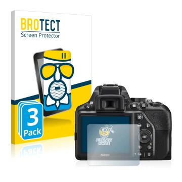 Parte frontale di una confezione del prodotto con il logo del marchio BROTECT. Accanto è raffigurato il dispositivo Nikon D350