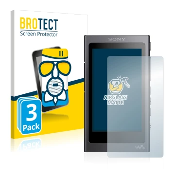 Parte frontale di una confezione del prodotto con il logo del marchio BROTECT. Accanto è raffigurato il dispositivo Sony Walkm