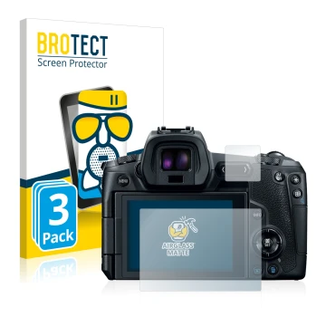 Parte frontale di una confezione del prodotto con il logo del marchio BROTECT. Accanto è raffigurato il dispositivo Canon EOS 