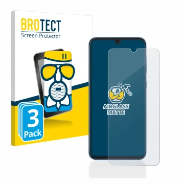 Parte frontale di una confezione del prodotto con il logo del marchio BROTECT. Accanto è raffigurato il dispositivo Samsung Ga