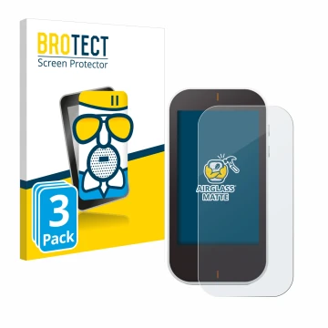 Parte frontale di una confezione del prodotto con il logo del marchio BROTECT. Accanto è raffigurato il dispositivo Garmin App