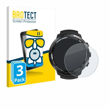 Parte frontale di una confezione del prodotto con il logo del marchio BROTECT. Accanto è raffigurato il dispositivo Suunto D5 