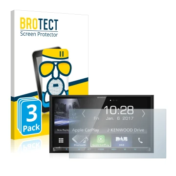 Parte frontale di una confezione del prodotto con il logo del marchio BROTECT. Accanto è raffigurato il dispositivo Kenwood DM