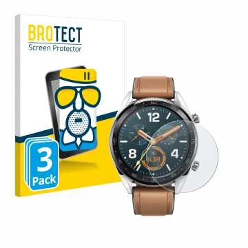 Parte frontale di una confezione del prodotto con il logo del marchio BROTECT. Accanto è raffigurato il dispositivo Huawei Wat