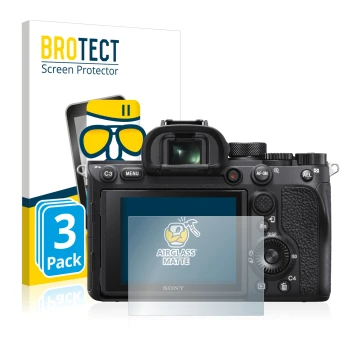 Parte frontale di una confezione del prodotto con il logo del marchio BROTECT. Accanto è raffigurato il dispositivo Sony Alpha