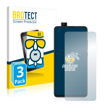 Parte frontale di una confezione del prodotto con il logo del marchio BROTECT. Accanto è raffigurato il dispositivo Xiaomi Mi 