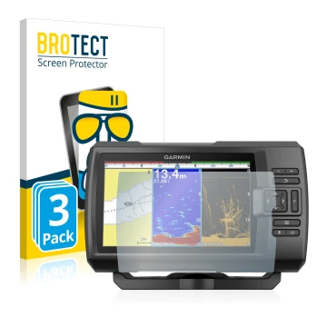 Parte frontale di una confezione del prodotto con il logo del marchio BROTECT. Accanto è raffigurato il dispositivo Garmin Str