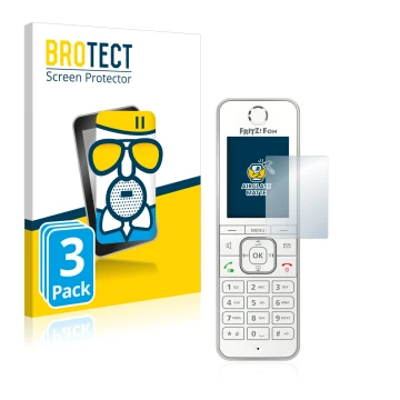 Parte frontale di una confezione del prodotto con il logo del marchio BROTECT. Accanto è raffigurato il dispositivo AVM Fritz!