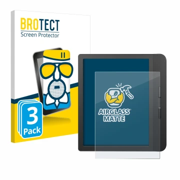 Parte frontale di una confezione del prodotto con il logo del marchio BROTECT. Accanto è raffigurato il dispositivo Tolino Vis