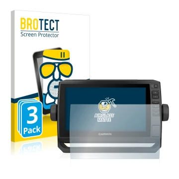Parte frontale di una confezione del prodotto con il logo del marchio BROTECT. Accanto è raffigurato il dispositivo Garmin ECH