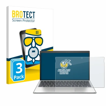 Parte frontale di una confezione del prodotto con il logo del marchio BROTECT. Accanto è raffigurato il dispositivo HP Elite x