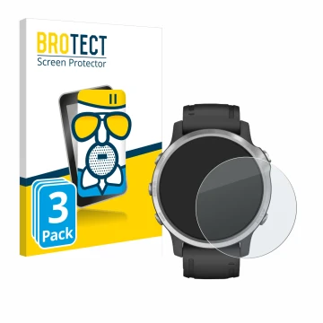 Parte frontale di una confezione del prodotto con il logo del marchio BROTECT. Accanto è raffigurato il dispositivo Garmin Fen