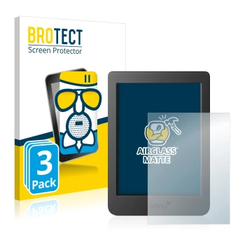 Parte frontale di una confezione del prodotto con il logo del marchio BROTECT. Accanto è raffigurato il dispositivo Tolino Pag