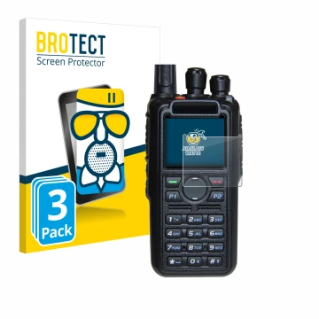 Parte frontale di una confezione del prodotto con il logo del marchio BROTECT. Accanto è raffigurato il dispositivo AnyTone AT