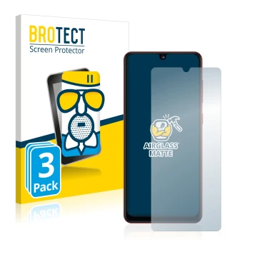 Parte frontale di una confezione del prodotto con il logo del marchio BROTECT. Accanto è raffigurato il dispositivo Samsung Ga