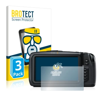 Parte frontale di una confezione del prodotto con il logo del marchio BROTECT. Accanto è raffigurato il dispositivo Blackmagic