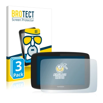 Parte frontale di una confezione del prodotto con il logo del marchio BROTECT. Accanto è raffigurato il dispositivo TomTom Go 