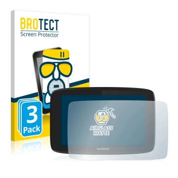 Parte frontale di una confezione del prodotto con il logo del marchio BROTECT. Accanto è raffigurato il dispositivo TomTom Go 