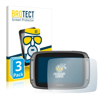 Parte frontale di una confezione del prodotto con il logo del marchio BROTECT. Accanto è raffigurato il dispositivo TomTom Rid