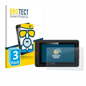 Parte frontale di una confezione del prodotto con il logo del marchio BROTECT. Accanto è raffigurato il dispositivo XP-Pen Art