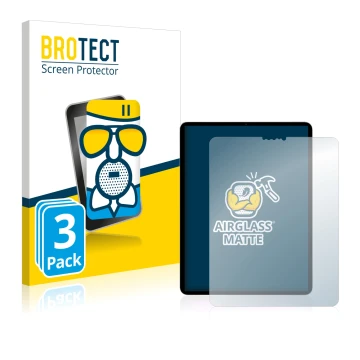 Parte frontale di una confezione del prodotto con il logo del marchio BROTECT. Accanto è raffigurato il dispositivo Apple iPad