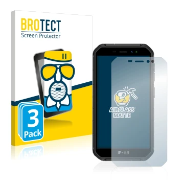 Parte frontale di una confezione del prodotto con il logo del marchio BROTECT. Accanto è raffigurato il dispositivo Ulefone Ar