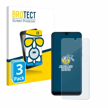 Parte frontale di una confezione del prodotto con il logo del marchio BROTECT. Accanto è raffigurato il dispositivo Beafon M6 