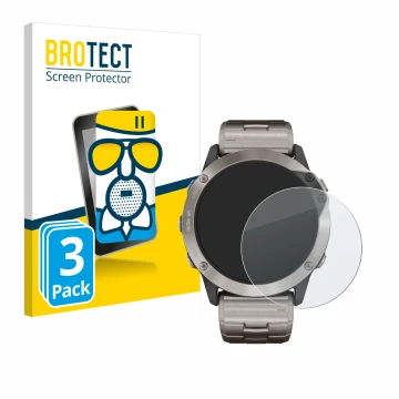 Parte frontale di una confezione del prodotto con il logo del marchio BROTECT. Accanto è raffigurato il dispositivo Garmin qua