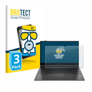 Parte frontale di una confezione del prodotto con il logo del marchio BROTECT. Accanto è raffigurato il dispositivo HP Envy x3