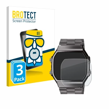 Parte frontale di una confezione del prodotto con il logo del marchio BROTECT. Accanto è raffigurato il dispositivo Casio A168