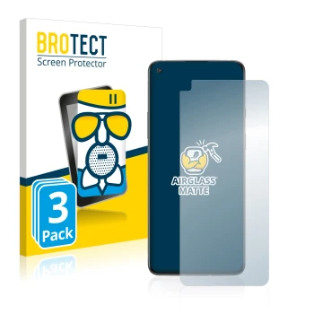 Parte frontale di una confezione del prodotto con il logo del marchio BROTECT. Accanto è raffigurato il dispositivo OnePlus 8T