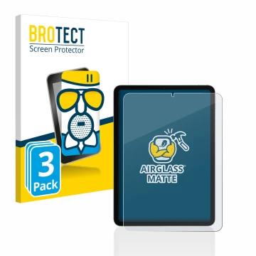 Parte frontale di una confezione del prodotto con il logo del marchio BROTECT. Accanto è raffigurato il dispositivo Apple iPad