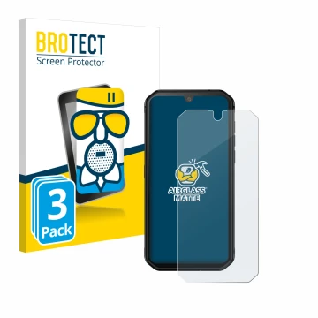 Parte frontale di una confezione del prodotto con il logo del marchio BROTECT. Accanto è raffigurato il dispositivo Blackview 