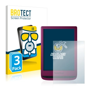 Parte frontale di una confezione del prodotto con il logo del marchio BROTECT. Accanto è raffigurato il dispositivo PocketBook