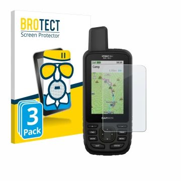 Parte frontale di una confezione del prodotto con il logo del marchio BROTECT. Accanto è raffigurato il dispositivo Garmin GPS