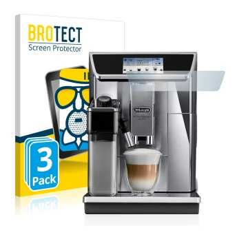Parte frontale di una confezione del prodotto con il logo del marchio BROTECT. Accanto è raffigurato il dispositivo DeLonghi P