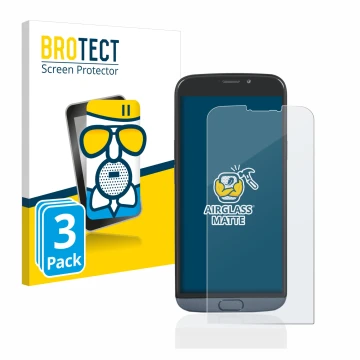 Parte frontale di una confezione del prodotto con il logo del marchio BROTECT. Accanto è raffigurato il dispositivo Doro 8050 