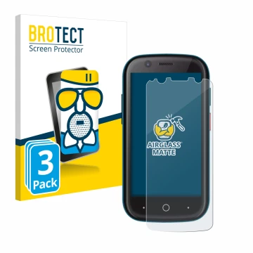 Parte frontale di una confezione del prodotto con il logo del marchio BROTECT. Accanto è raffigurato il dispositivo Unihertz J