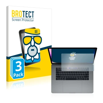 Parte frontale di una confezione del prodotto con il logo del marchio BROTECT. Accanto è raffigurato il dispositivo Apple MacB