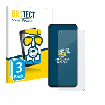 Parte frontale di una confezione del prodotto con il logo del marchio BROTECT. Accanto è raffigurato il dispositivo realme GT 