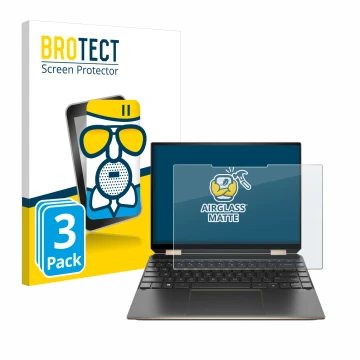 Parte frontale di una confezione del prodotto con il logo del marchio BROTECT. Accanto è raffigurato il dispositivo HP Spectre