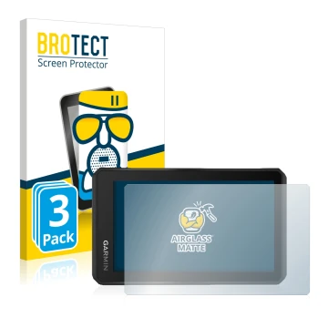 Parte frontale di una confezione del prodotto con il logo del marchio BROTECT. Accanto è raffigurato il dispositivo Garmin Tre