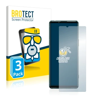 Parte frontale di una confezione del prodotto con il logo del marchio BROTECT. Accanto è raffigurato il dispositivo Sony Xperi
