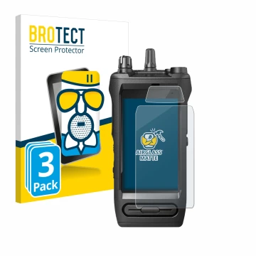 Parte frontale di una confezione del prodotto con il logo del marchio BROTECT. Accanto è raffigurato il dispositivo Motorola M