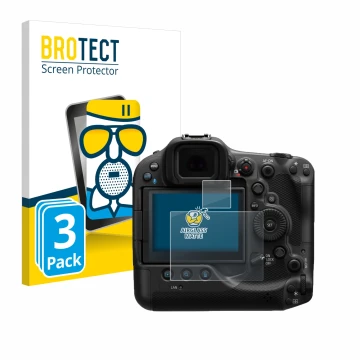 Parte frontale di una confezione del prodotto con il logo del marchio BROTECT. Accanto è raffigurato il dispositivo Canon EOS 