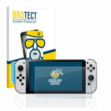 Parte frontale di una confezione del prodotto con il logo del marchio BROTECT. Accanto è raffigurato il dispositivo Nintendo S