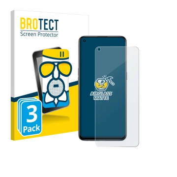 Parte frontale di una confezione del prodotto con il logo del marchio BROTECT. Accanto è raffigurato il dispositivo realme GT 