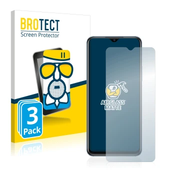 Parte frontale di una confezione del prodotto con il logo del marchio BROTECT. Accanto è raffigurato il dispositivo Vivo Y33s 