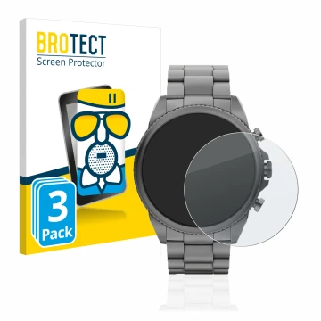 Parte frontale di una confezione del prodotto con il logo del marchio BROTECT. Accanto è raffigurato il dispositivo Fossil Gen